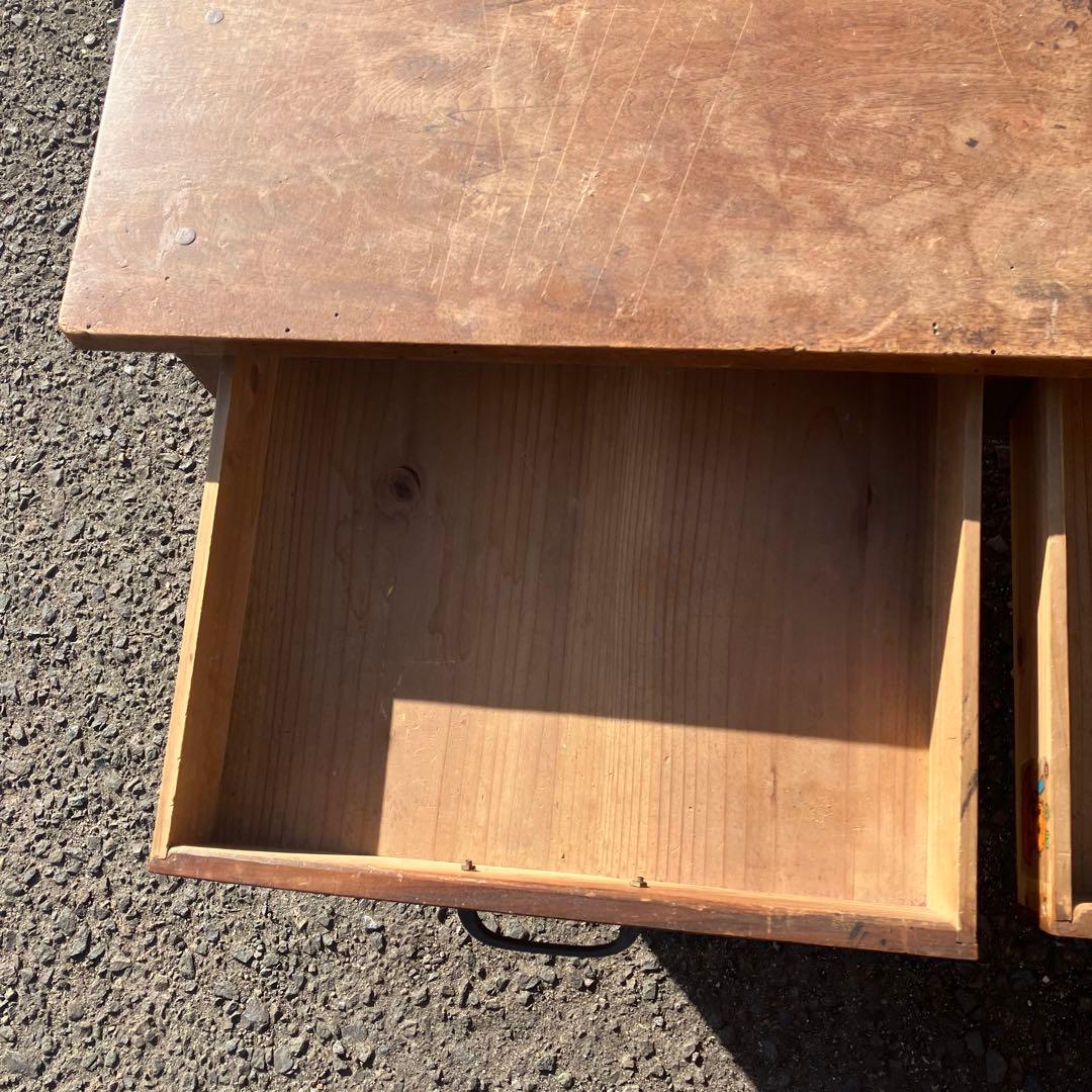 昭和レトロ 文机 座卓 引き出し2杯 当時物 古家具 アンティーク 作業台