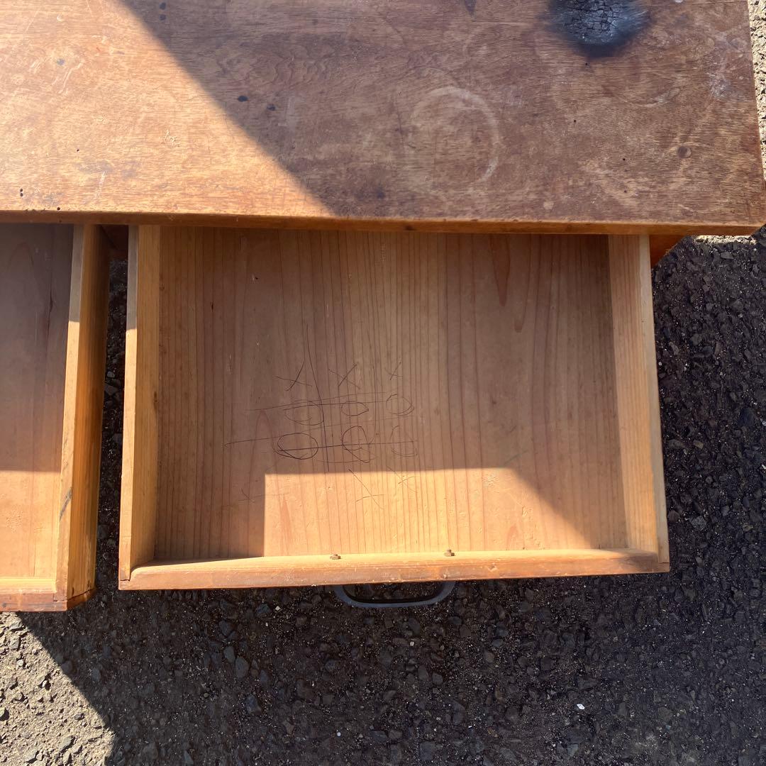 昭和レトロ 文机 座卓 引き出し2杯 当時物 古家具 アンティーク 作業台