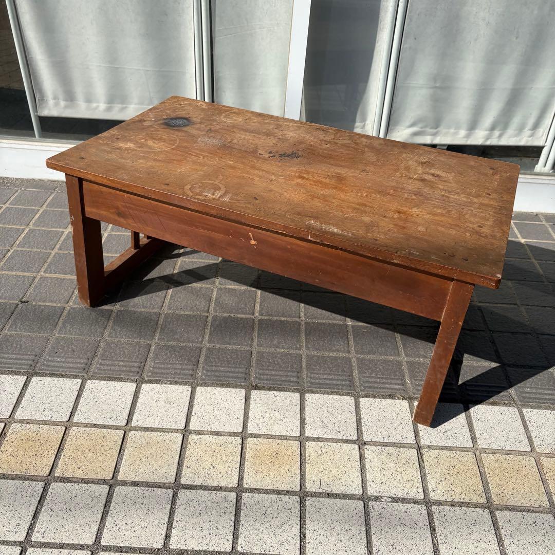昭和レトロ 文机 座卓 引き出し2杯 当時物 古家具 アンティーク 作業台
