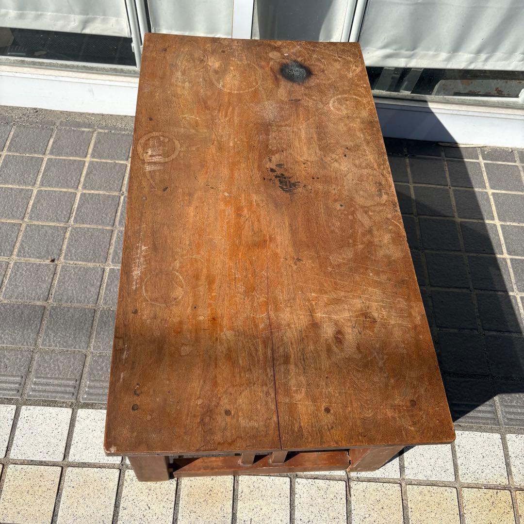 昭和レトロ 文机 座卓 引き出し2杯 当時物 古家具 アンティーク 作業台