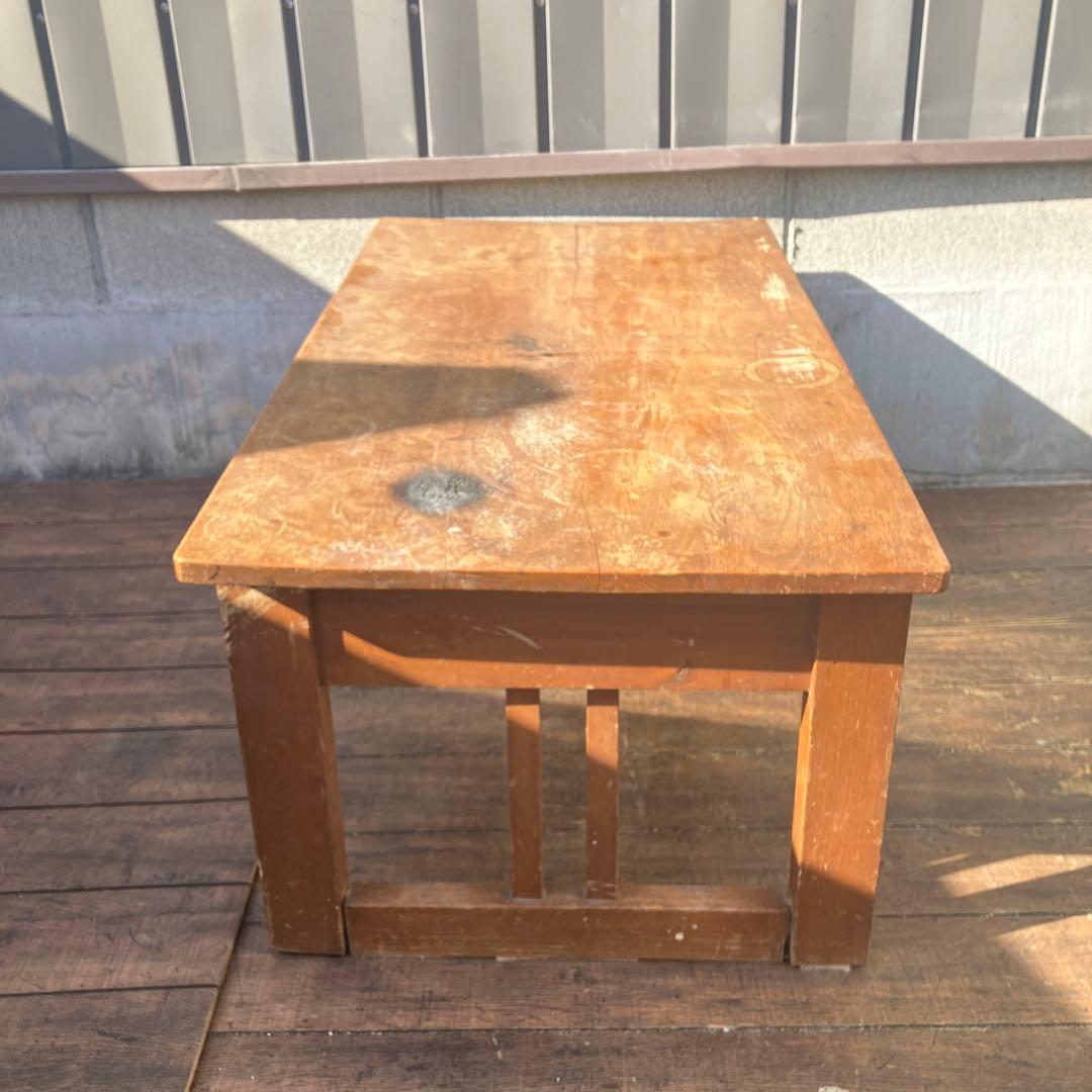 昭和レトロ 文机 座卓 引き出し2杯 当時物 古家具 アンティーク 作業台