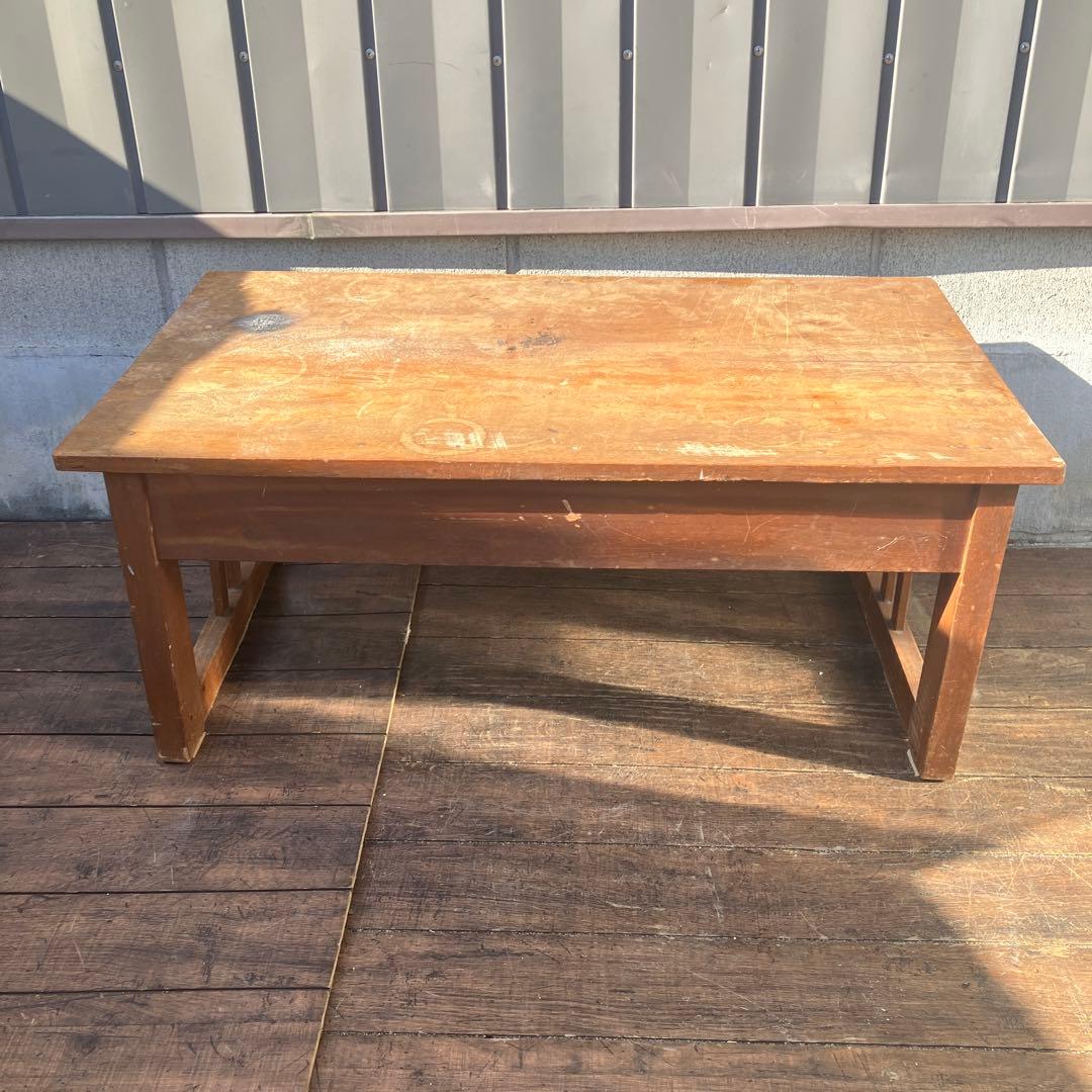 昭和レトロ 文机 座卓 引き出し2杯 当時物 古家具 アンティーク 作業台