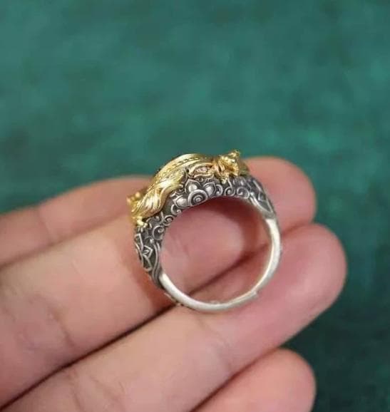 金龍と天眼珠の特別なリング - 手彫り細工 / 開運・パワーストーン