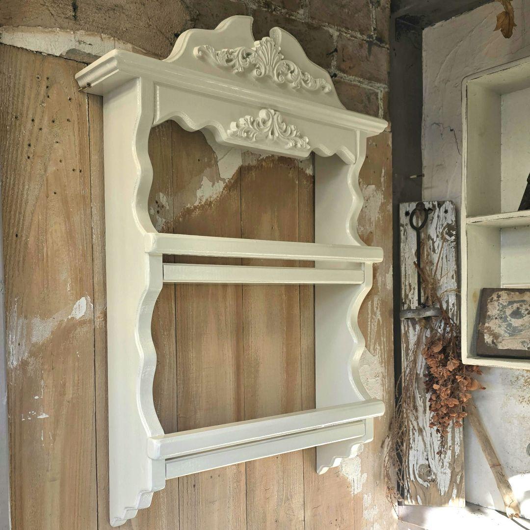 TOMMl フレンチアンティークシャビー壁掛けシェルフワイド400モール