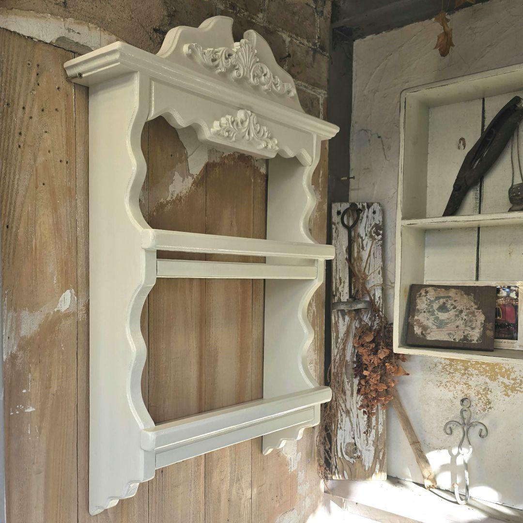 TOMMl フレンチアンティークシャビー壁掛けシェルフワイド400モール