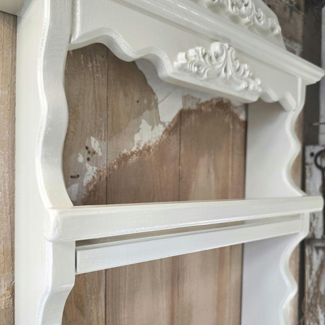 TOMMl フレンチアンティークシャビー壁掛けシェルフワイド400モール