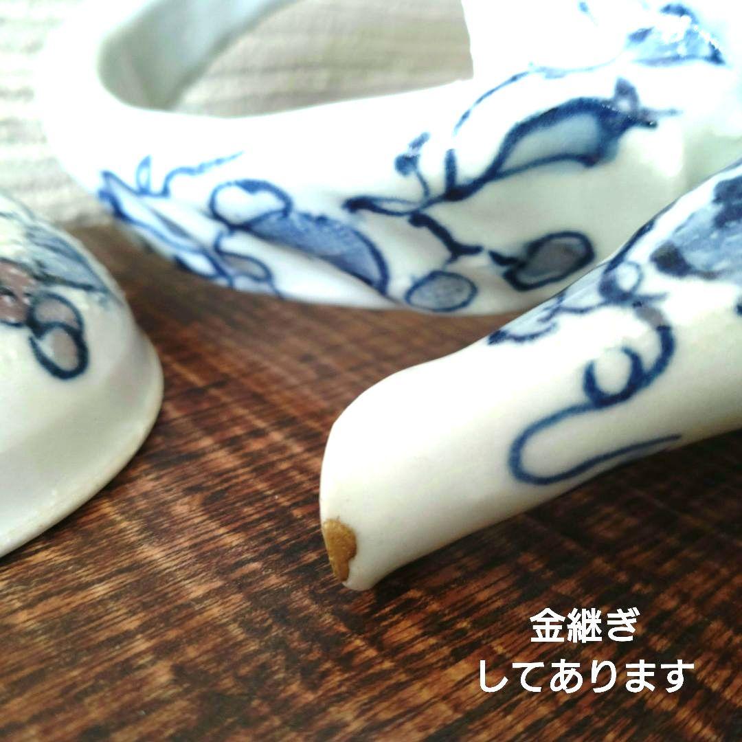 ティーポット　急須　染付　作家もの　金継ぎ修理済み