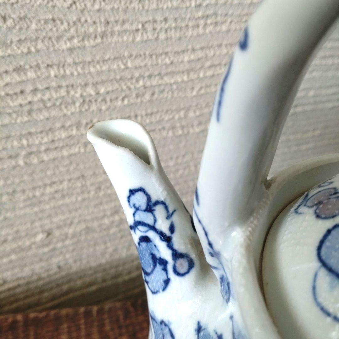 ティーポット　急須　染付　作家もの　金継ぎ修理済み