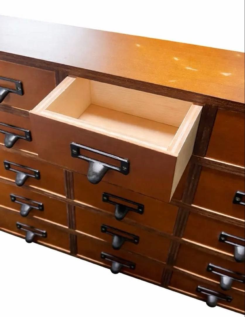 木製ブラウンチェスト 12引き出し 薬棚風