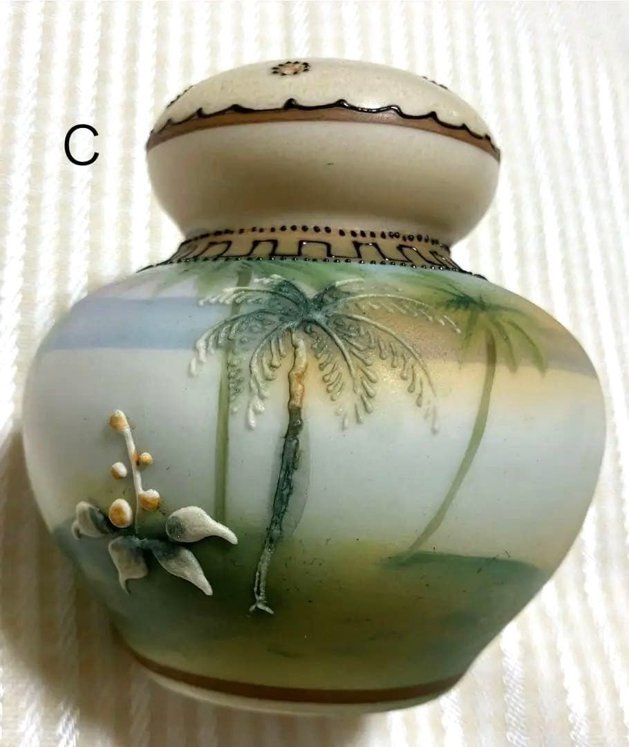 【希少】椰子の木のある風景文 オールドノリタケ / ソルト&ペッパー セット