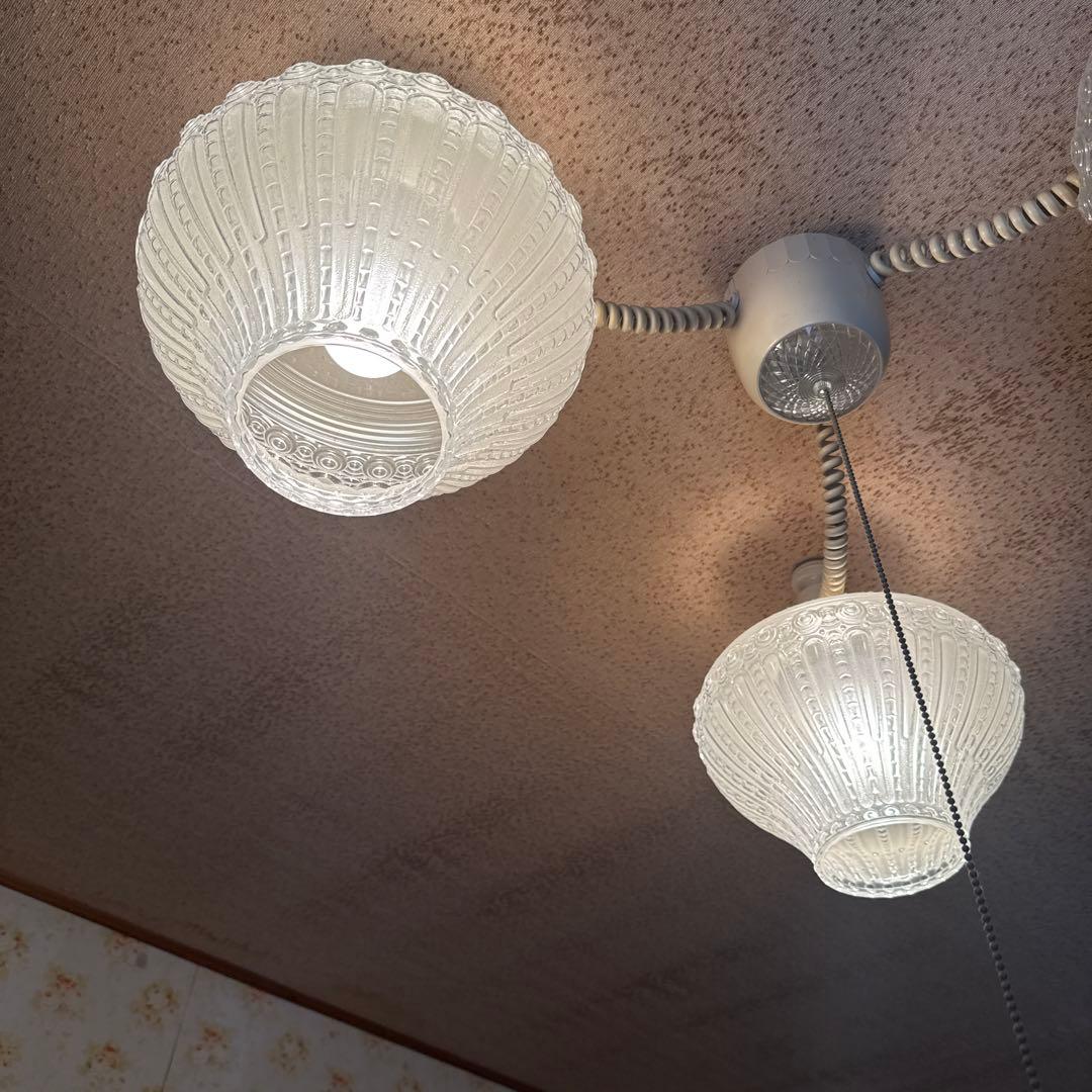 【動作確認済】昭和レトロ 日本製 クリアガラス 天井照明 アンティーク