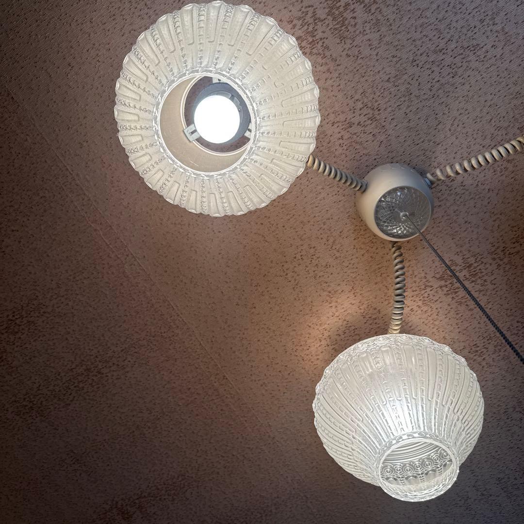 【動作確認済】昭和レトロ 日本製 クリアガラス 天井照明 アンティーク