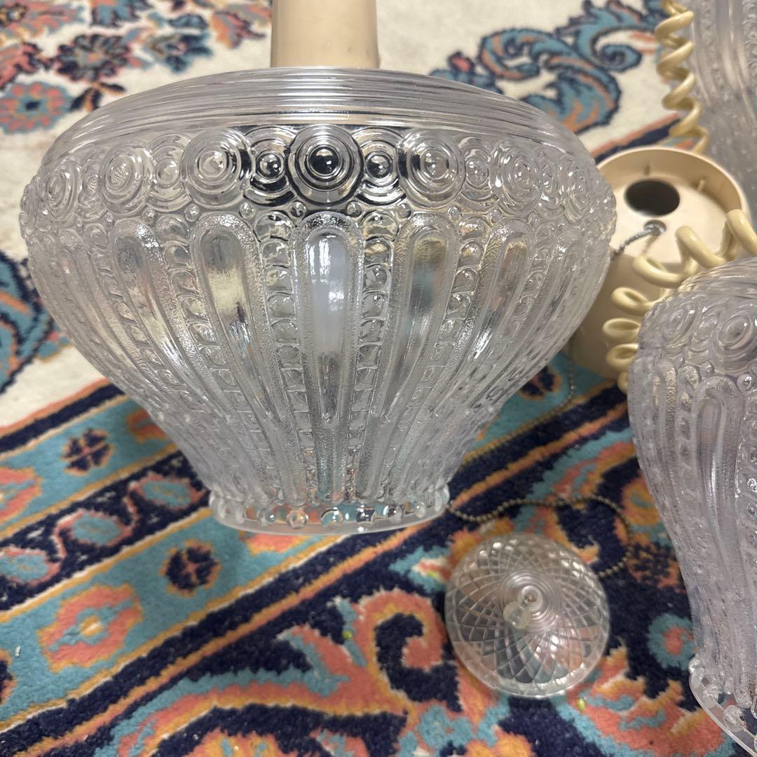 【動作確認済】昭和レトロ 日本製 クリアガラス 天井照明 アンティーク