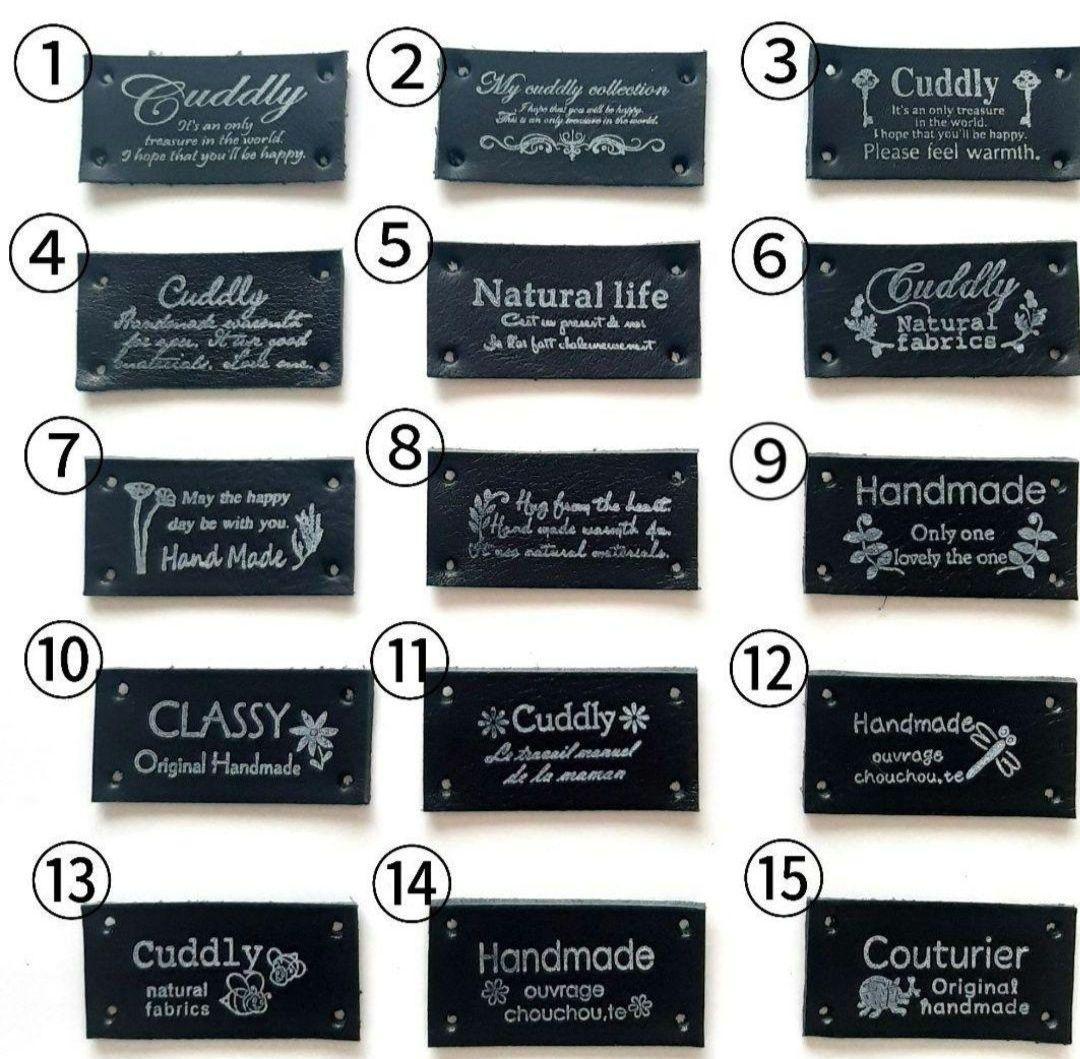 本革タグ 黒　四隅穴開きタイプ30枚（③）ハンドメイド