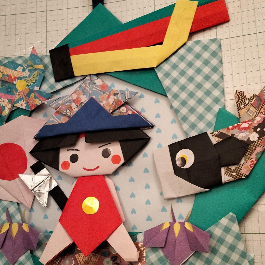 【購入不可】折り紙　大きめリース　金太郎、鯉のぼり。　5月　壁面