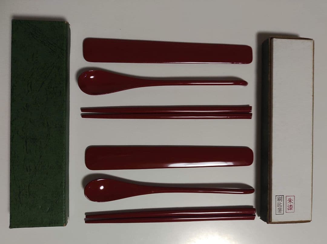 木製朱漆塗　刷匙箸　2セット