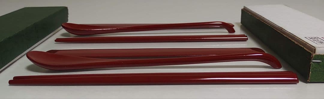 木製朱漆塗　刷匙箸　2セット