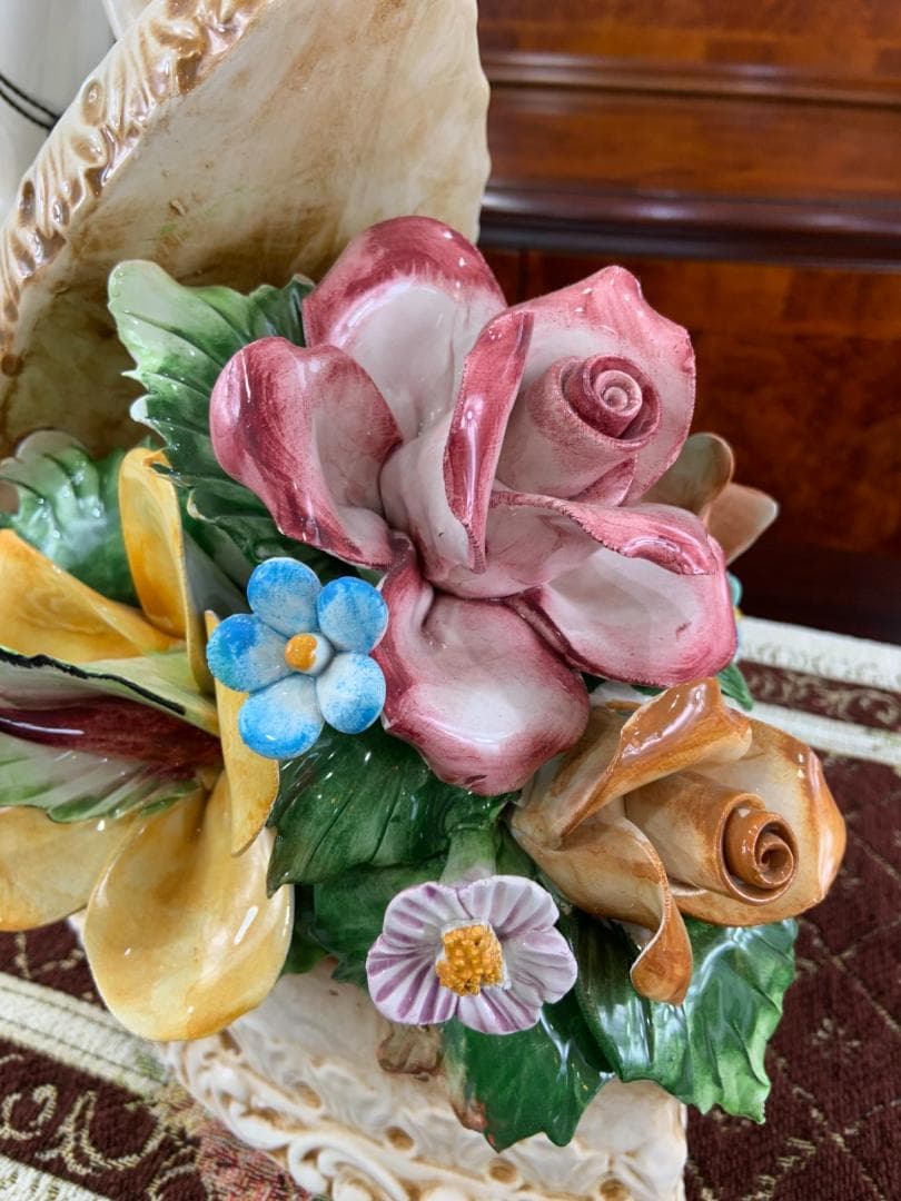 陶器 置物 アイロン バラ 花束 ブーケ イタリア製 陶花 SONDA