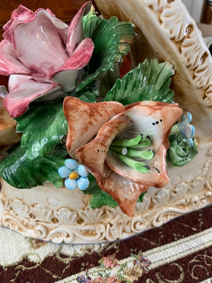 陶器 置物 アイロン バラ 花束 ブーケ イタリア製 陶花 SONDA