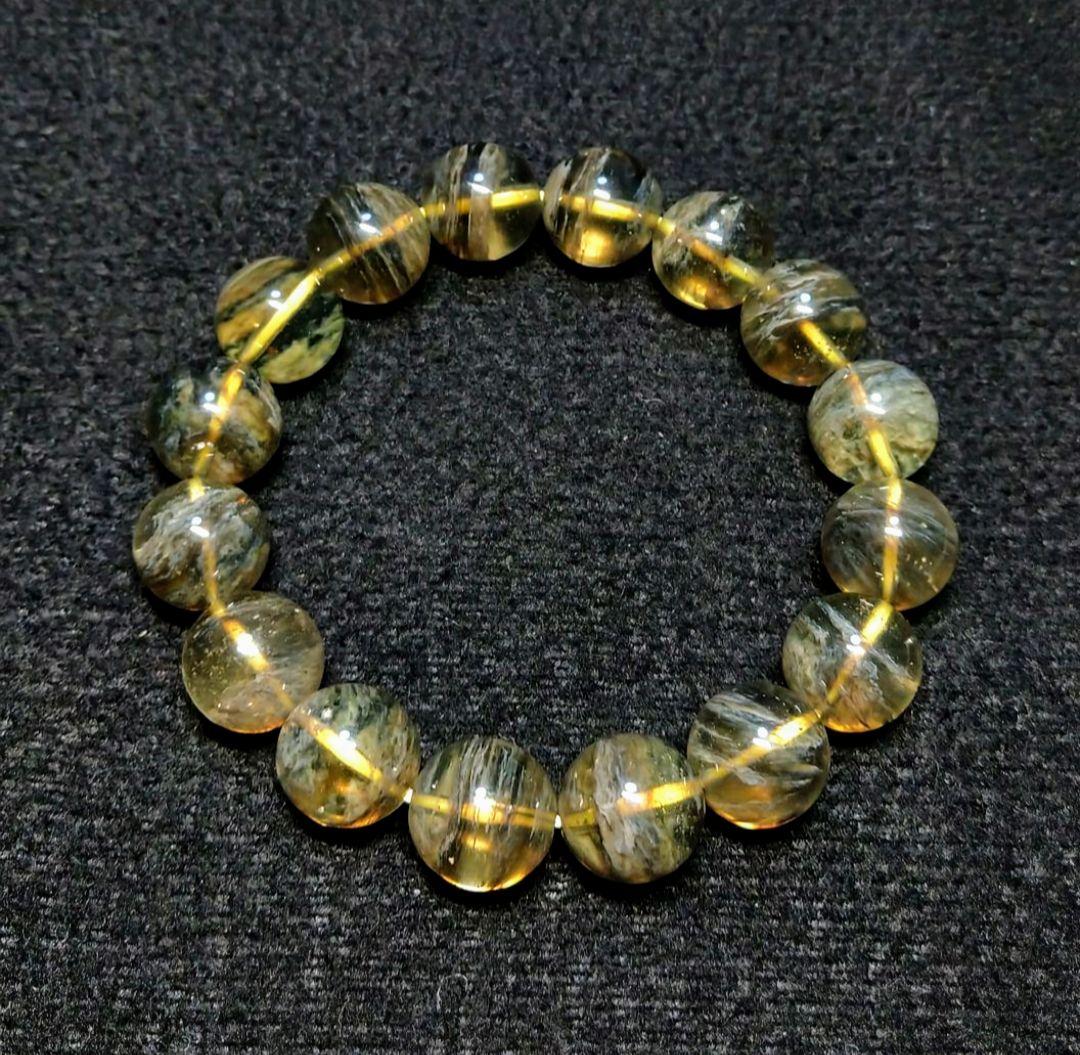 【大玉,希少】ブラックリビアングラス　ブレスレット　美品　レア　高品質