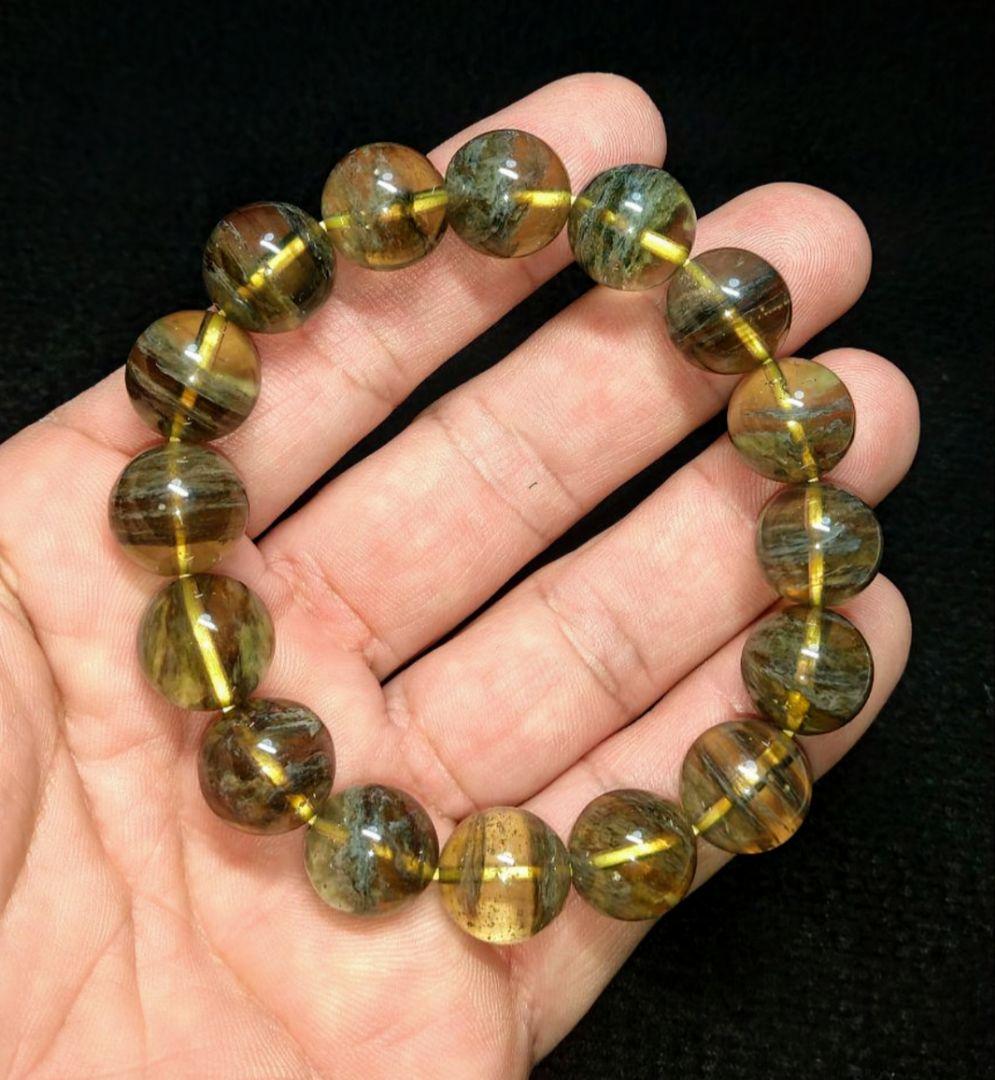 【大玉,希少】ブラックリビアングラス　ブレスレット　美品　レア　高品質