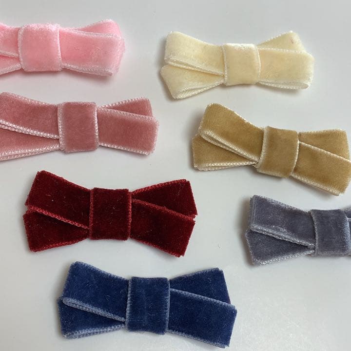 ベルベットリボン　ベビーキッズヘアクリップ　ヘアゴム　ヘアピン  ハンドメイド