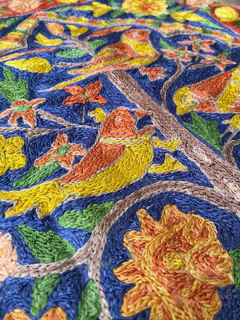 【全面シルク刺繍】クッションカバー ウズベキスタン スザニ 約38×40cm