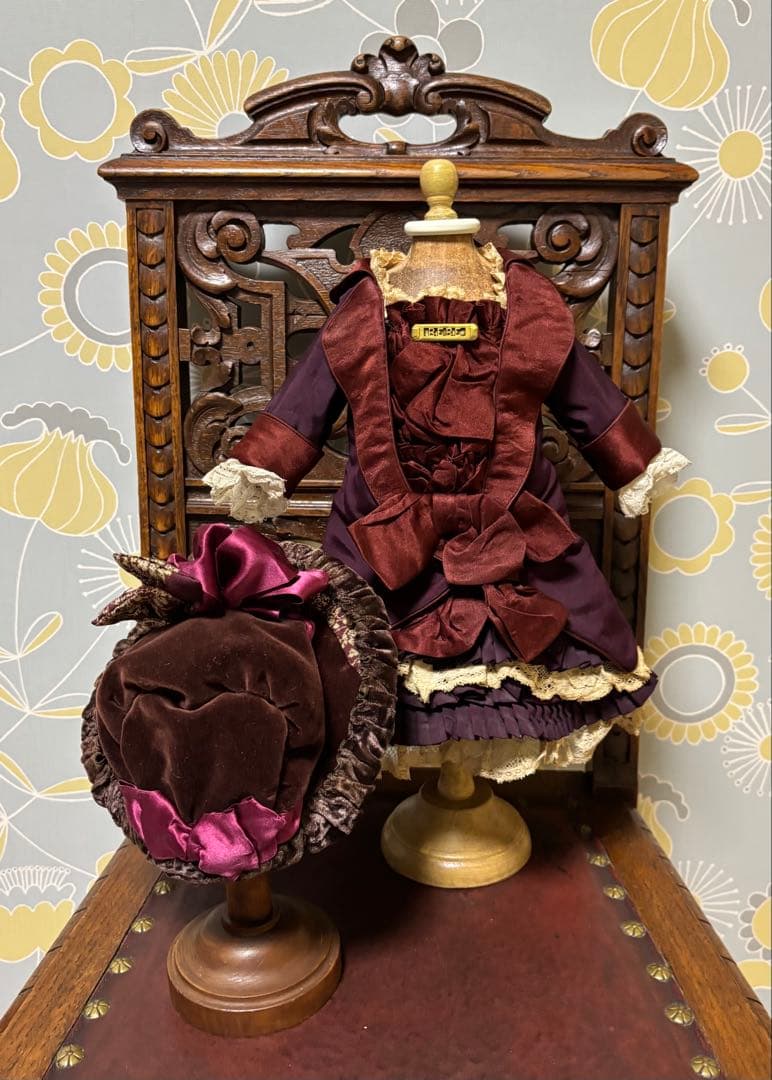 アンティークビスクドール ドレス&ボネセット