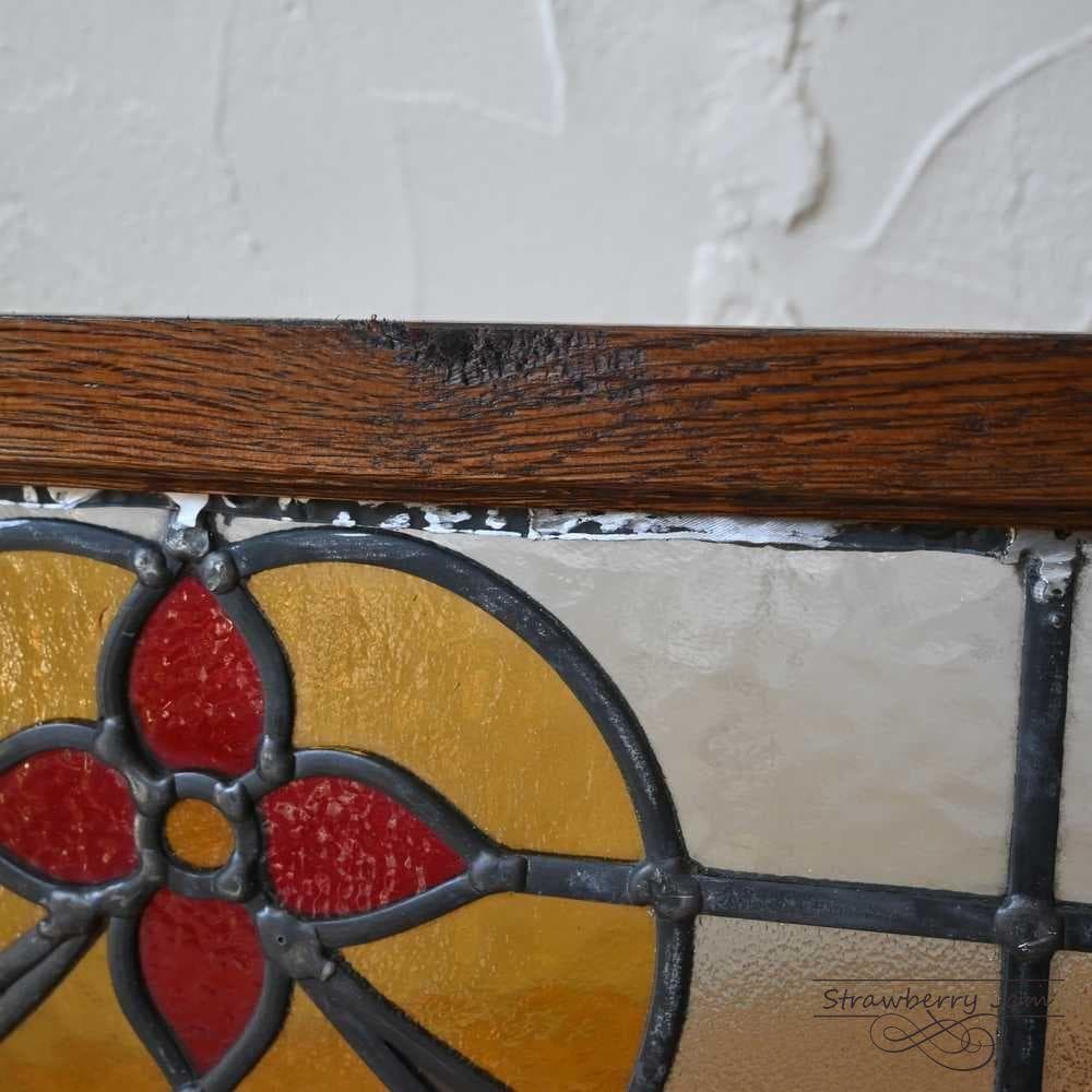 L3710-52 英国アンティーク ステンドグラス バラ 窓枠 建材 インテリア