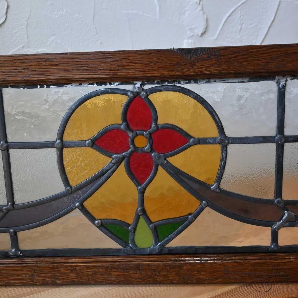 L3710-52 英国アンティーク ステンドグラス バラ 窓枠 建材 インテリア