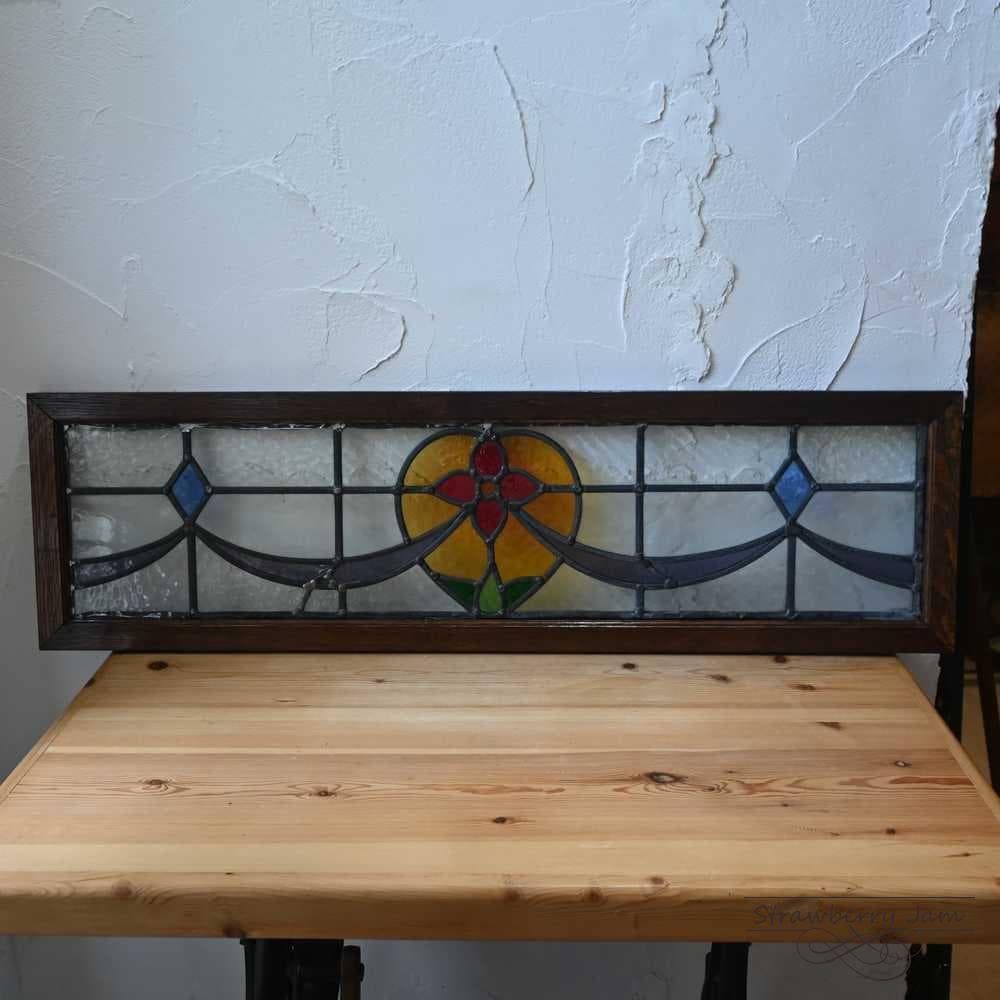 L3710-52 英国アンティーク ステンドグラス バラ 窓枠 建材 インテリア