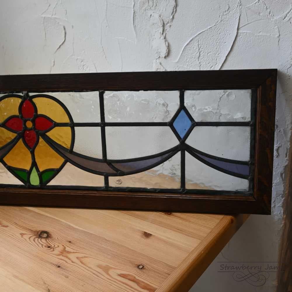 L3710-52 英国アンティーク ステンドグラス バラ 窓枠 建材 インテリア