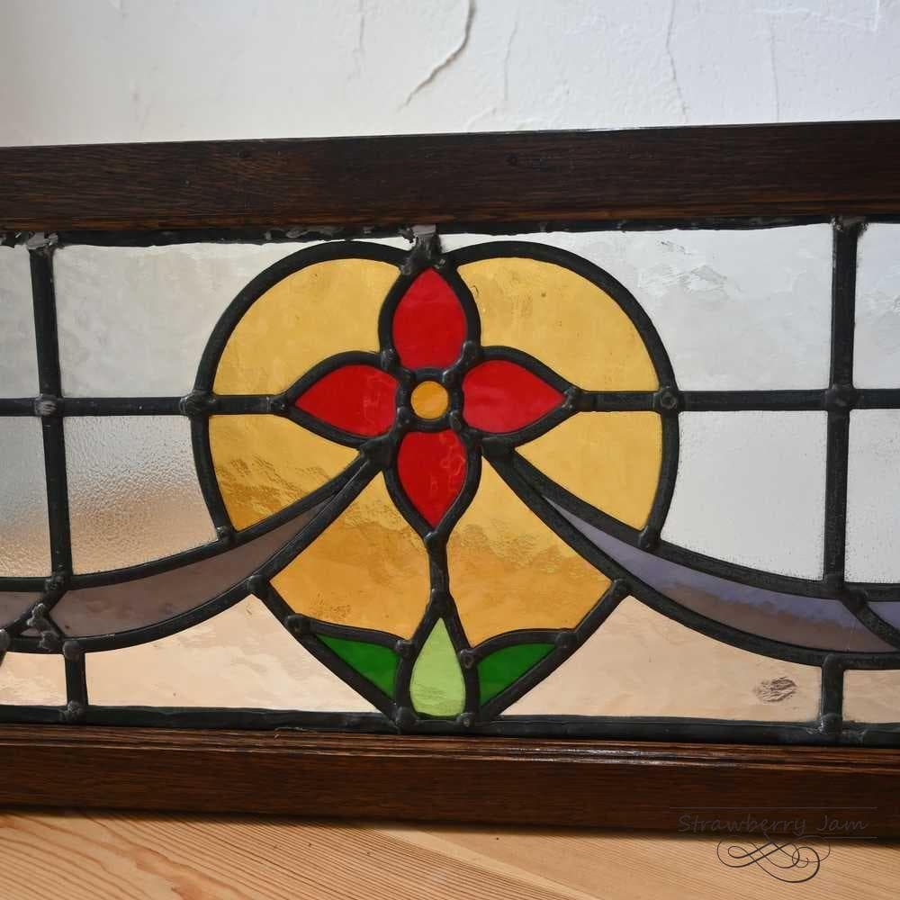 L3710-52 英国アンティーク ステンドグラス バラ 窓枠 建材 インテリア