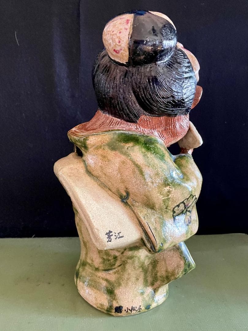 【商売繫盛タヌキ置物】信楽焼 在落款 H35 現品中古