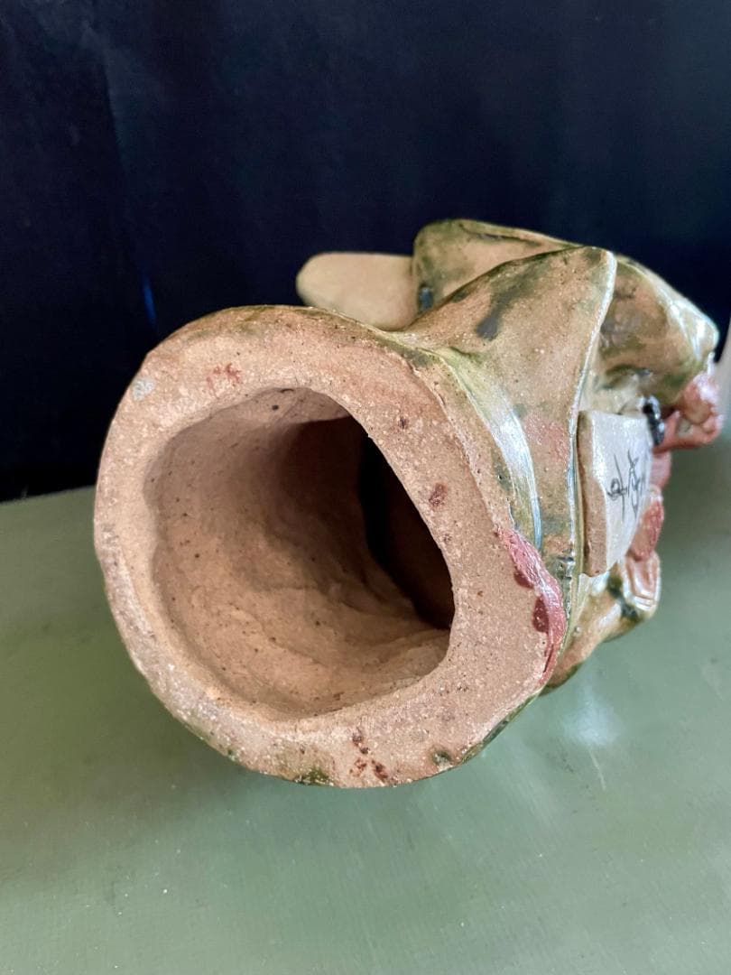 【商売繫盛タヌキ置物】信楽焼 在落款 H35 現品中古