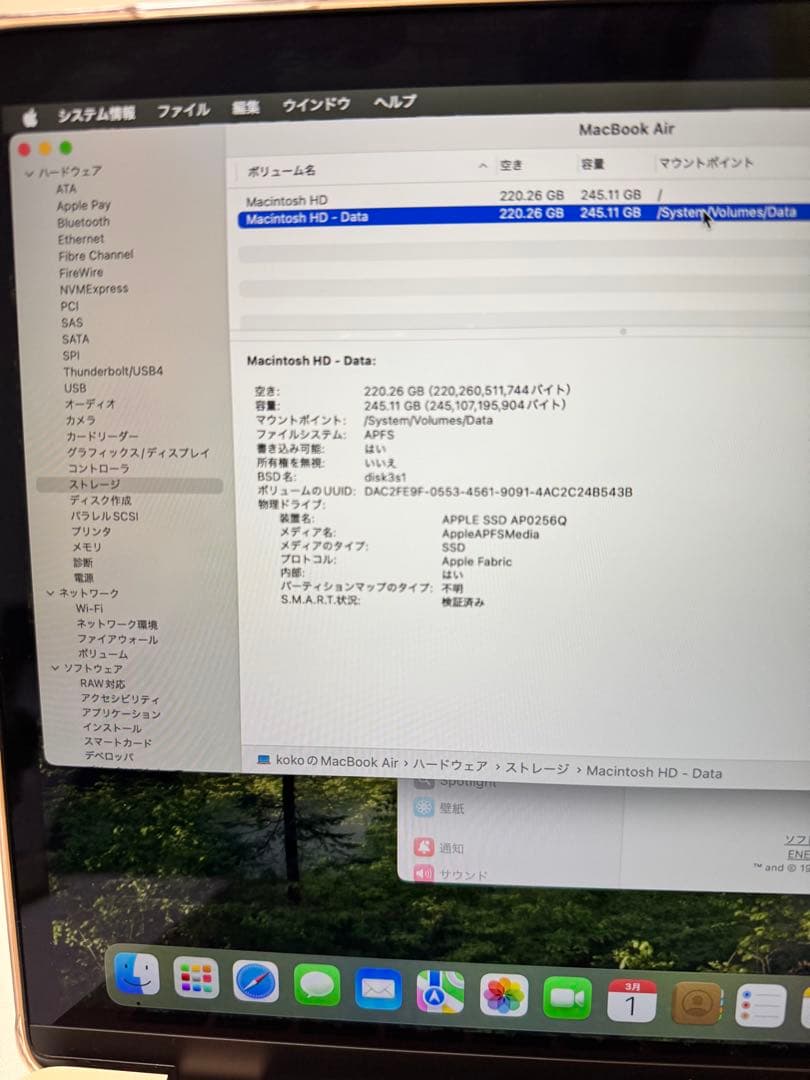 Apple MacBook Air M1ローズゴールド(カバー有)