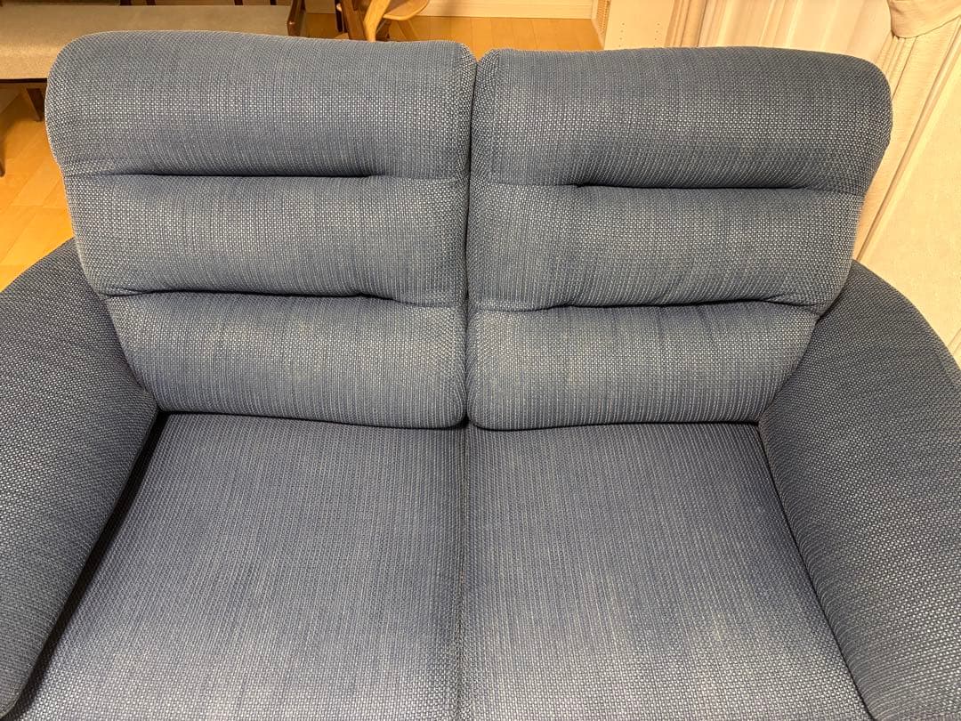 ニトリ 2人掛け 布張りソファ NポケットA12 ブルー 清掃洗濯済 送料込み