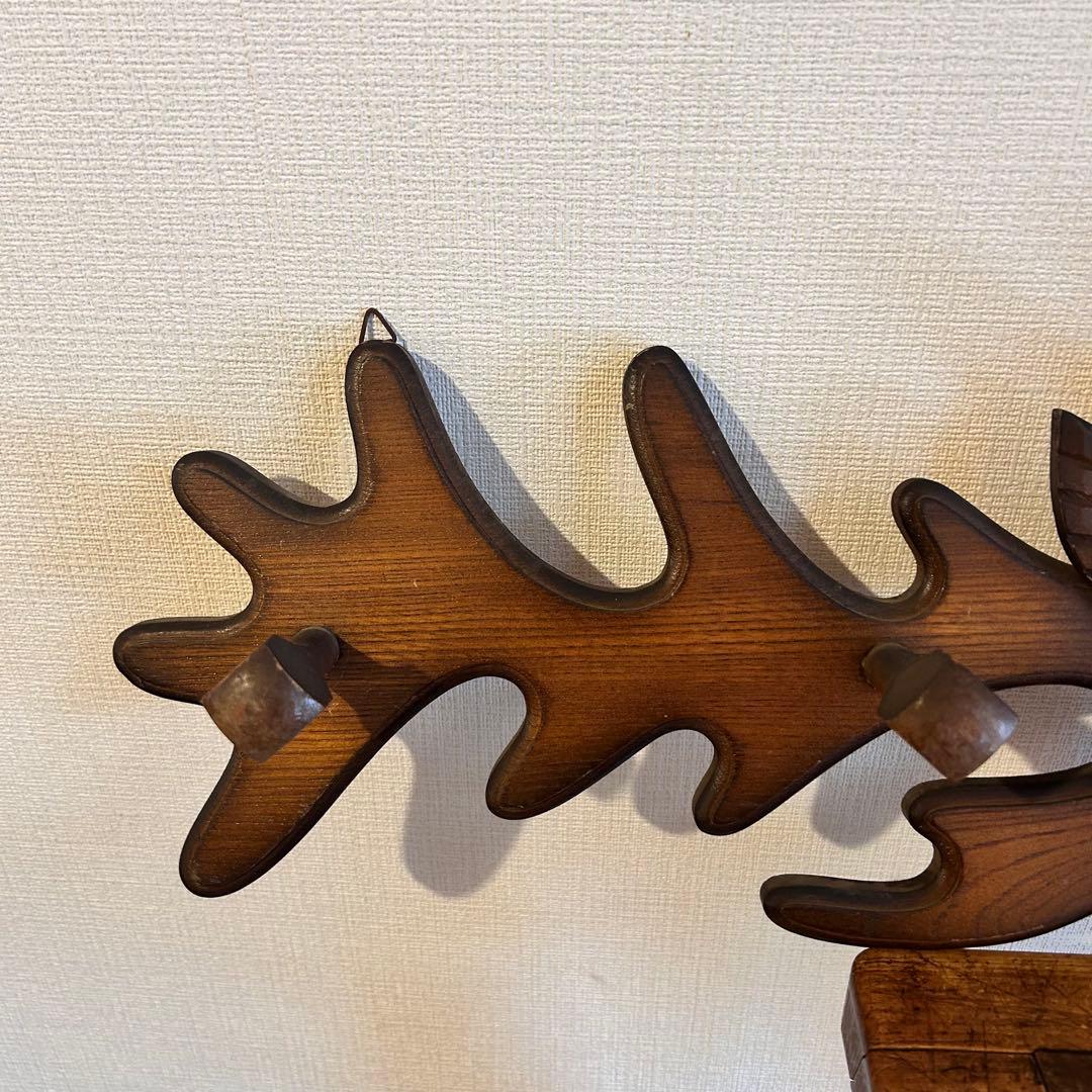 【ヴィンテージ】✴︎鹿の壁掛けフック✴︎木製✴︎ウォールフック✴︎