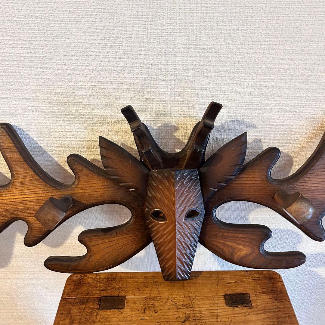 【ヴィンテージ】✴︎鹿の壁掛けフック✴︎木製✴︎ウォールフック✴︎
