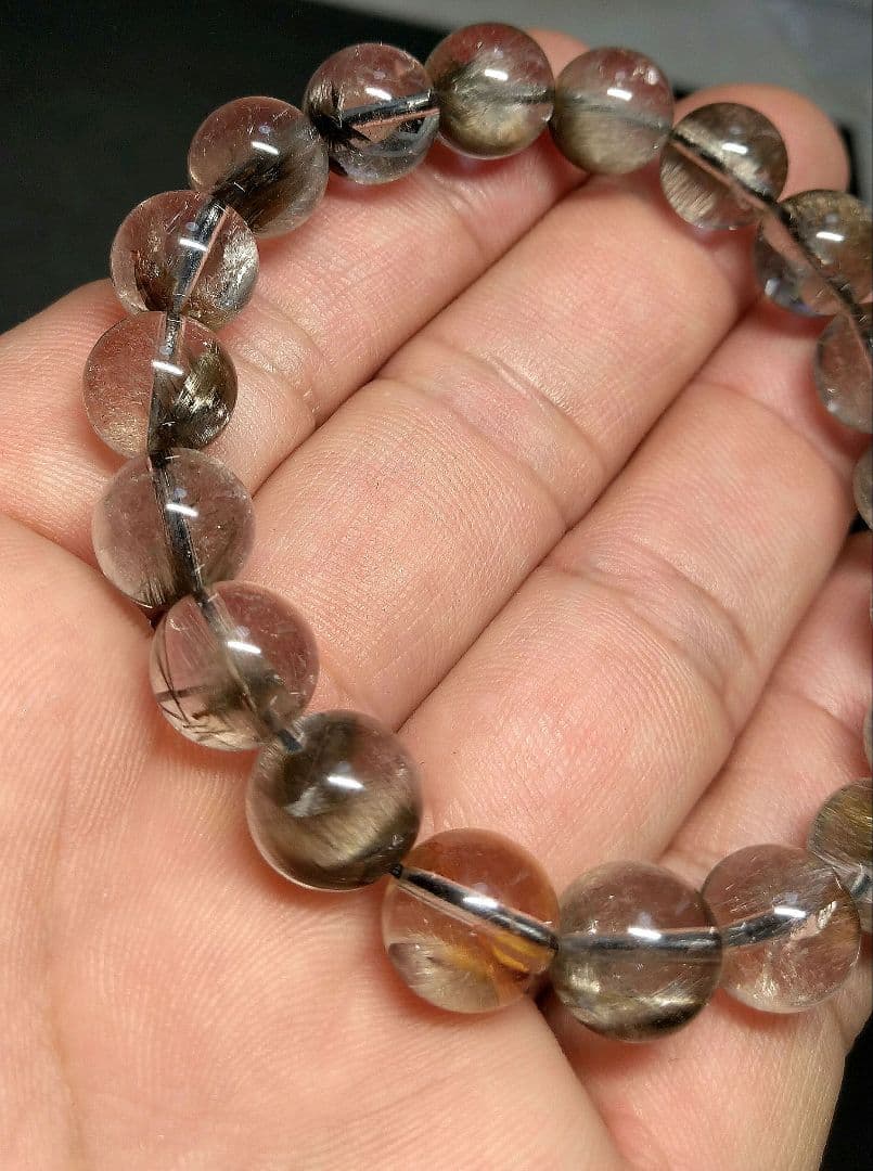 【極上,美品】プラチナルチルクォーツ　１０㎜　ブレスレット　希少　レア