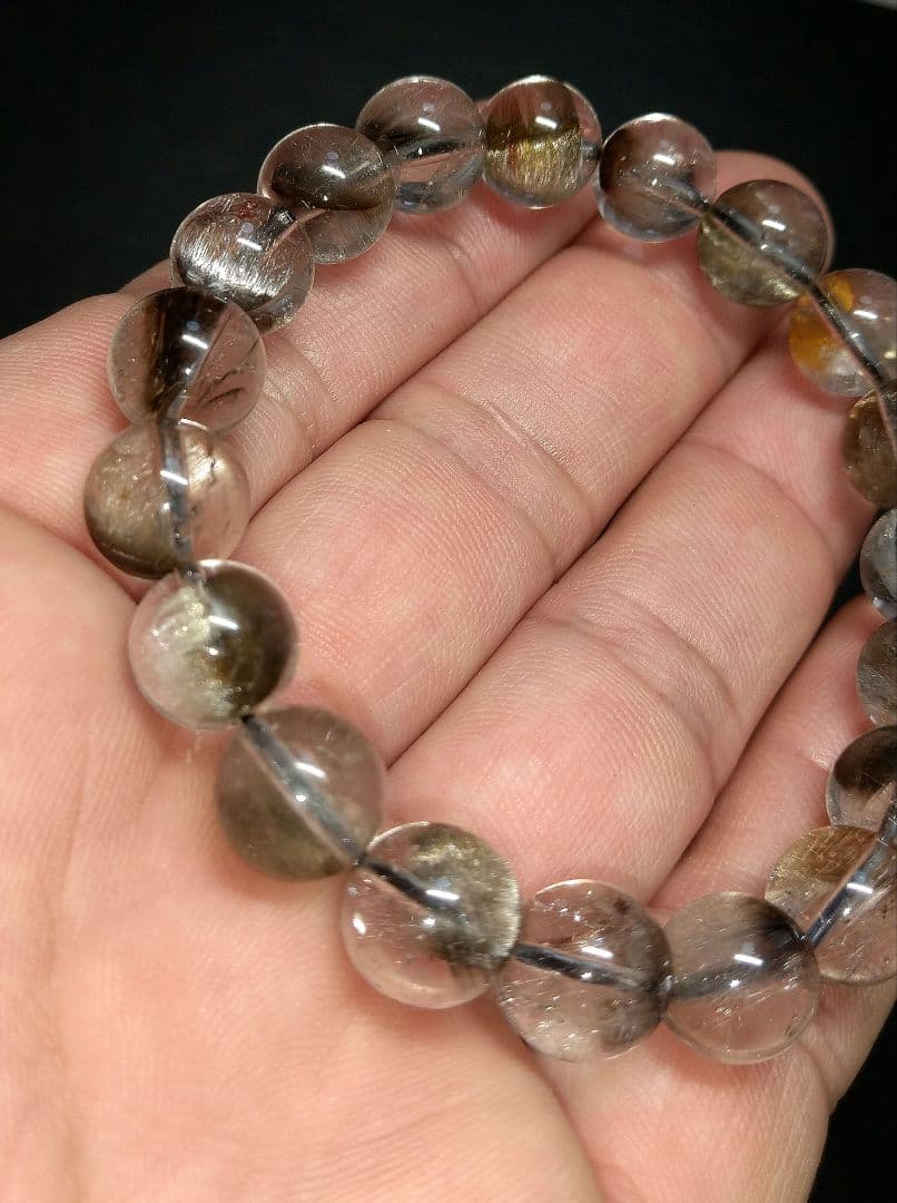 【極上,美品】プラチナルチルクォーツ　１０㎜　ブレスレット　希少　レア