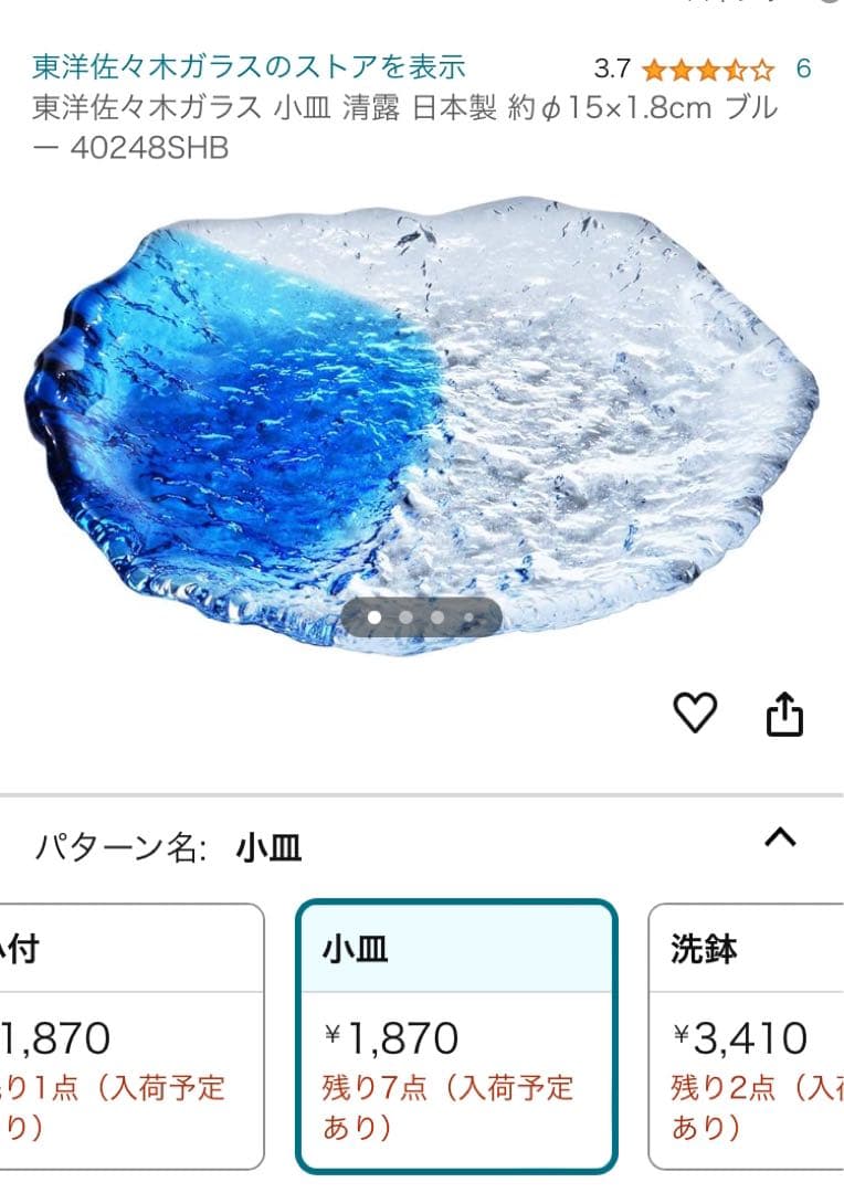 東洋佐々木ガラス　大鉢＆小皿5枚