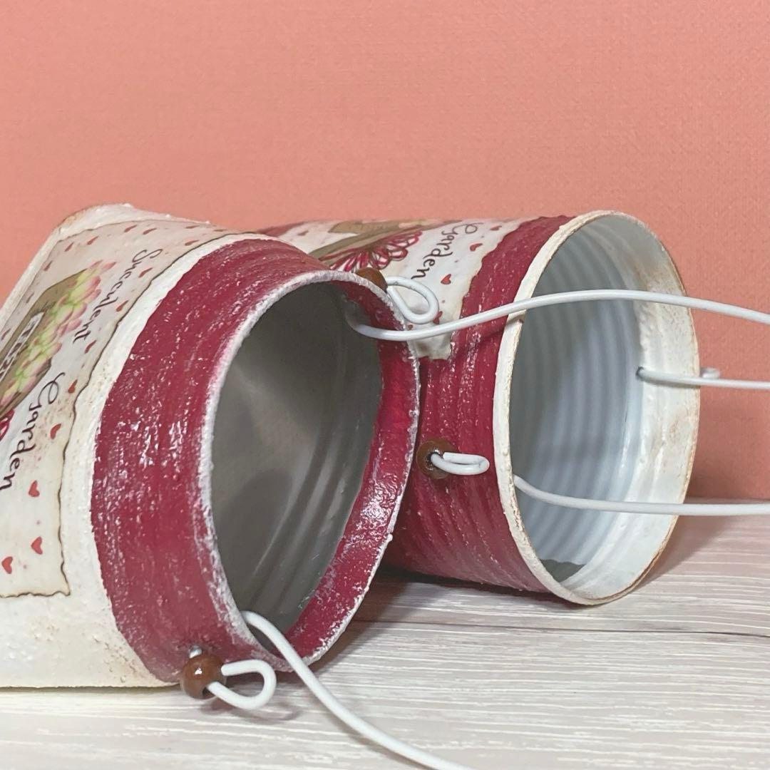リメイク缶　ワイヤー付　2個　A-1   リメ缶バッグ　コーン缶　リメイク鉢