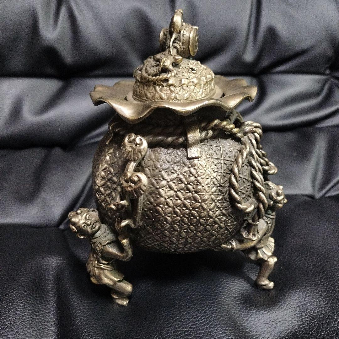 高岡銅器 洋銀 香炉 骨董 古美術 アンティーク 茶道具