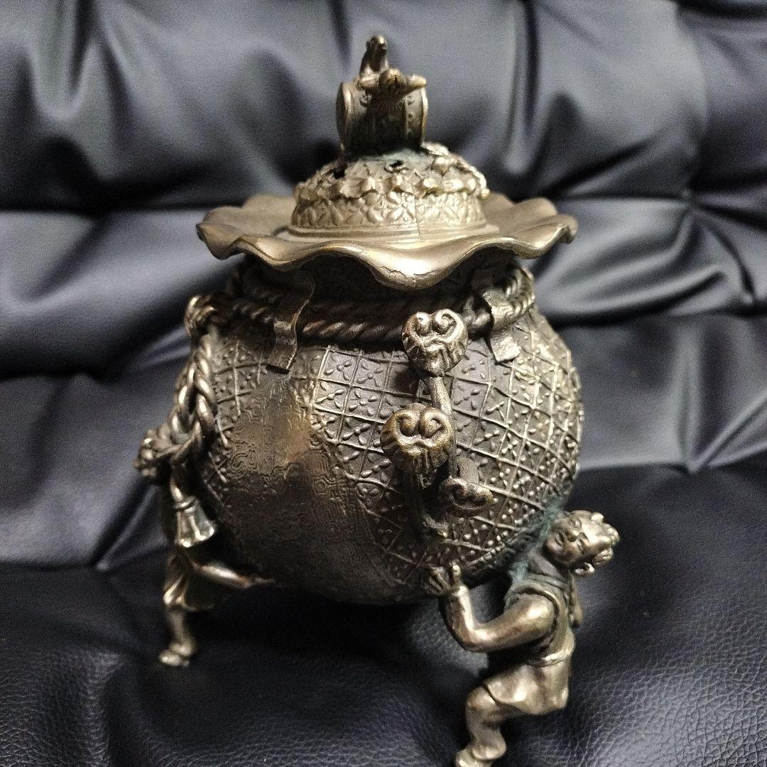 高岡銅器 洋銀 香炉 骨董 古美術 アンティーク 茶道具