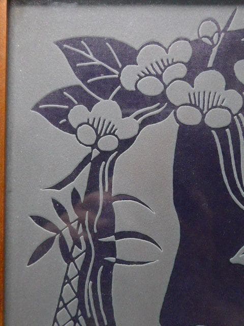 作者不詳、大変珍しいガラス絵です。サインあり