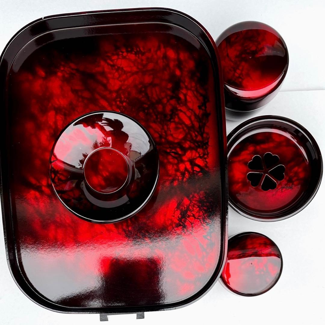 お茶菓子入れ 箱 お茶入れ 菓子入れ 茶道 漆器風 和風 小物入 小箱 花柄