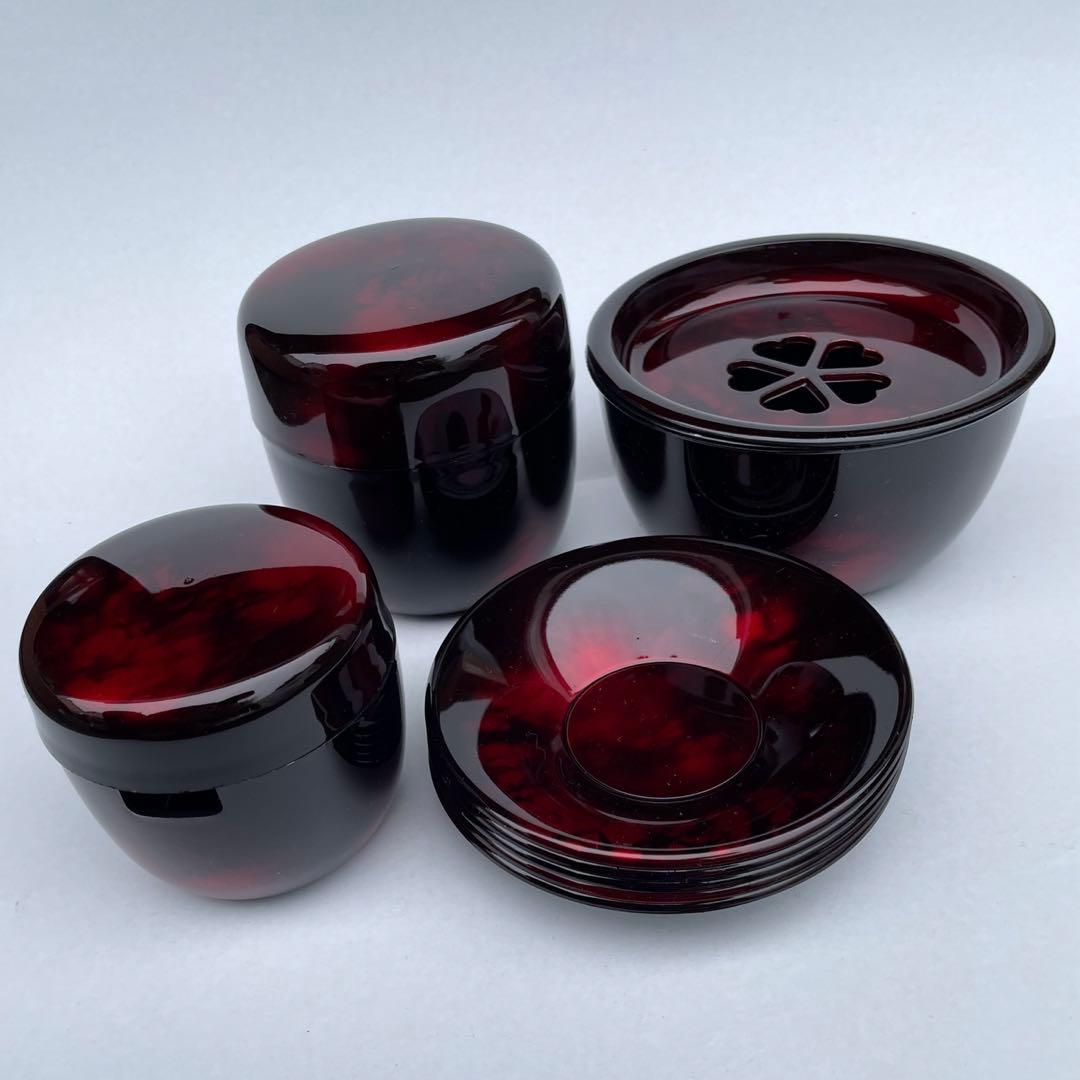 お茶菓子入れ 箱 お茶入れ 菓子入れ 茶道 漆器風 和風 小物入 小箱 花柄