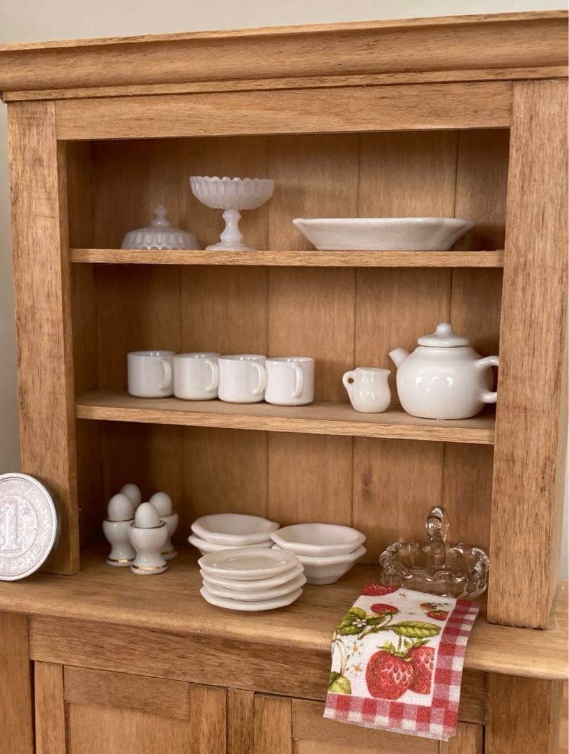 ドールハウス　ミニチュア キッチン 食器　お皿　Teapot  カップ　タオル