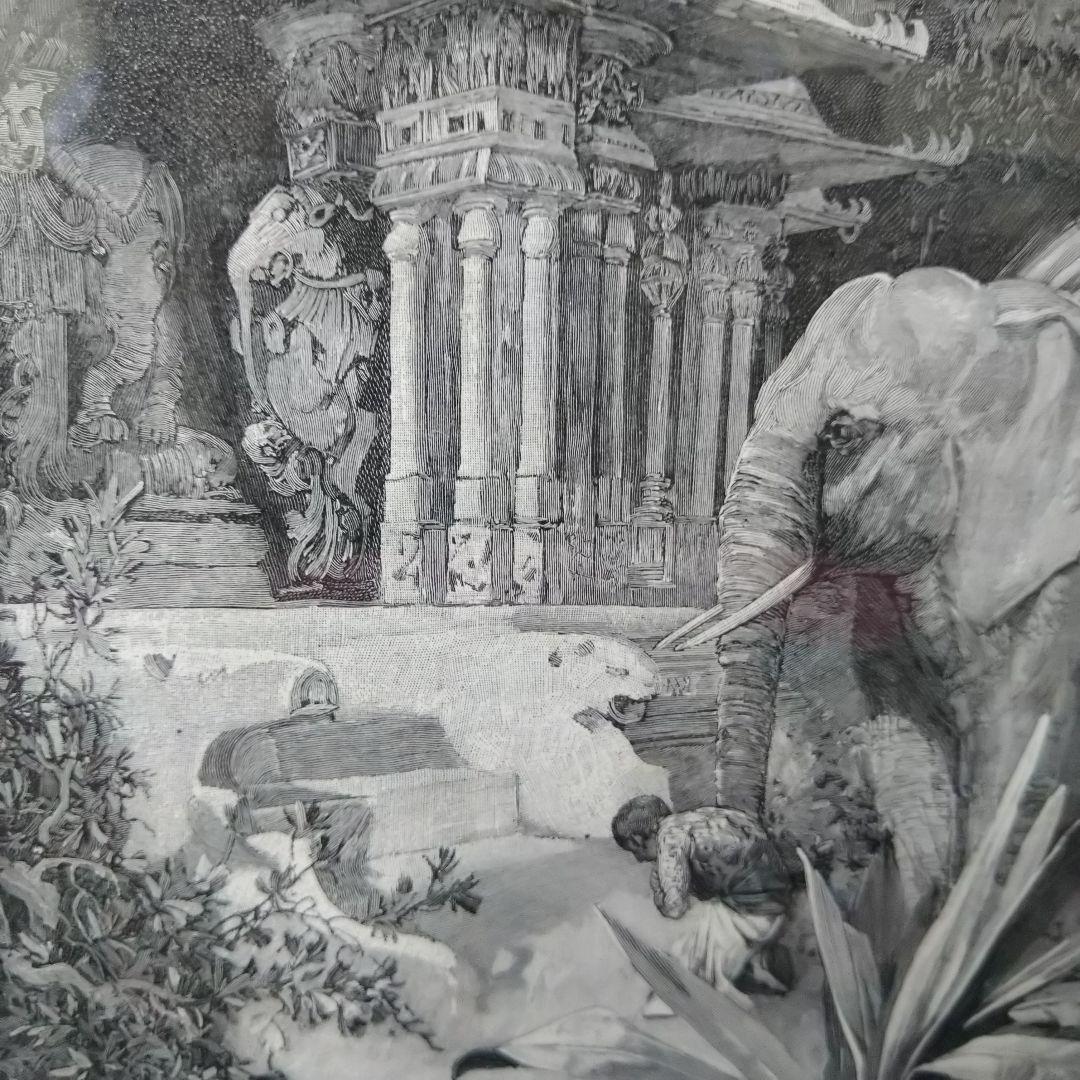 ＊アルフォンス・ミュシャ額装＊「白い象の伝説」初版挿絵リトグラフ③